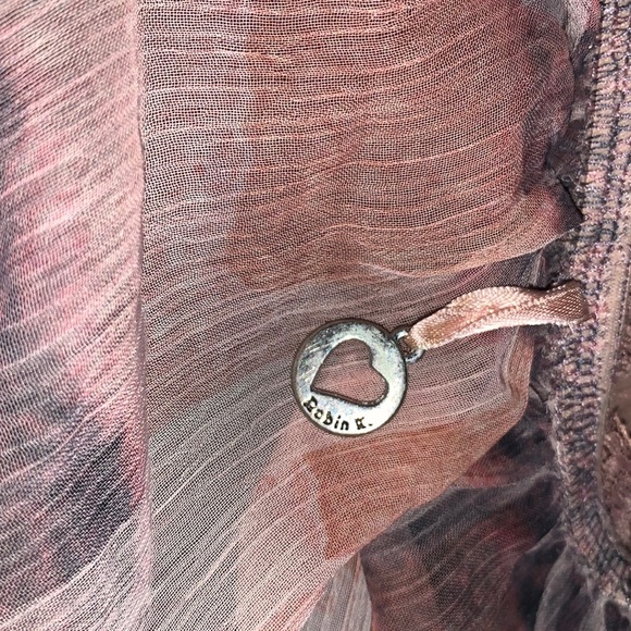 Robin K Sheer Batwing Blouse Pink Black Striped Top Size M Flowy Boho Chic - Picture 13 of 13